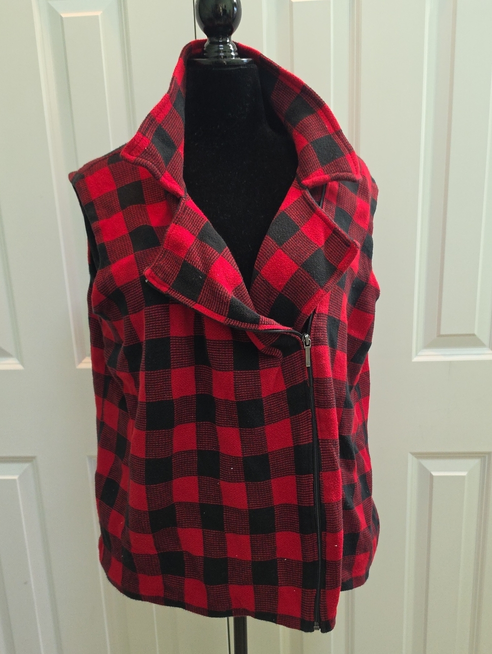 Chaps - 3x - Red and Black Buffalo Plaid Zip Vest